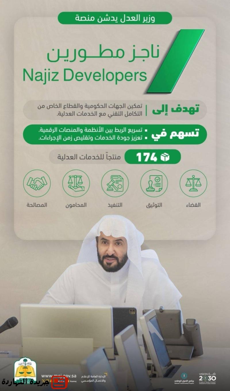 وزير العدل يدشن منصة “ناجز مطورين”