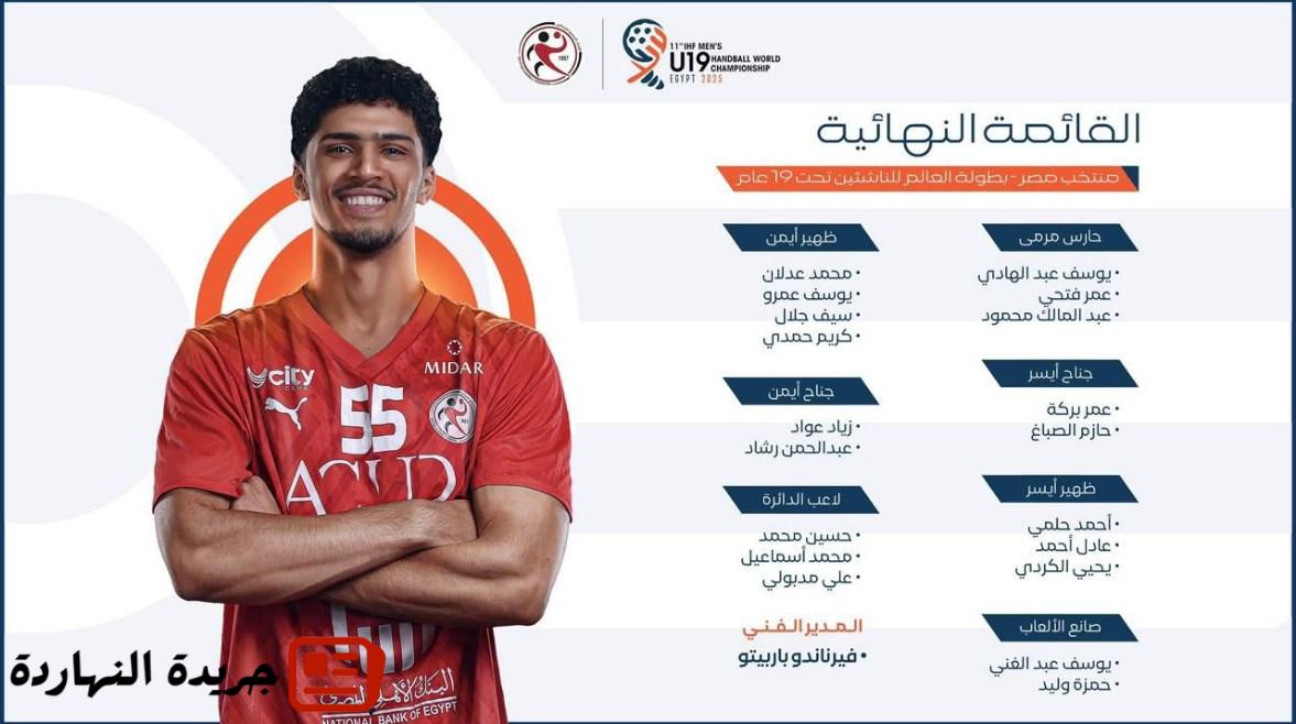 القائمة النهائية لمنتخب ناشئي اليد استعدادا لمونديال القاهرة 5 القائمة النهائية لمنتخب ناشئي اليد استعدادا لمونديال القاهرة